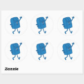 Blauwe glimlachende brievenbus ronde sticker (Vel)