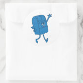 Blauwe glimlachende brievenbus ronde sticker (Tas)