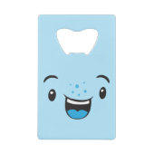 Blauwe glimlachende Kawaii Face-creditcard Fles Op Creditkaart Flessenopener (Voorkant)