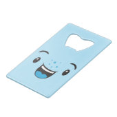 Blauwe glimlachende Kawaii Face-creditcard Fles Op Creditkaart Flessenopener (Achterkant Gekanteld)