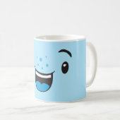 Blauwe glimlachende Kawaii Face-Mok Koffiemok (Voorkant rechts)