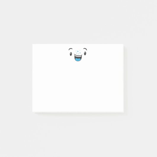 Blauwe glimlachende Kawaii Face Note-kaarten Post-it® Notes (Voorkant)