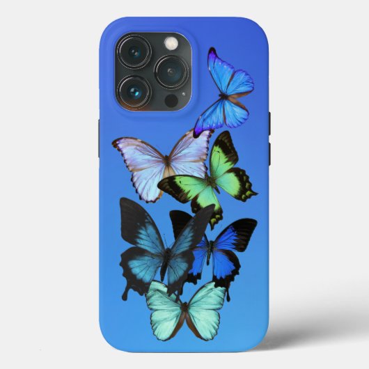 Blauwe glinsterende vlinders Case-Mate iPhone case (Achterkant)