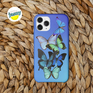 Blauwe glinsterende vlinders Case-Mate iPhone case