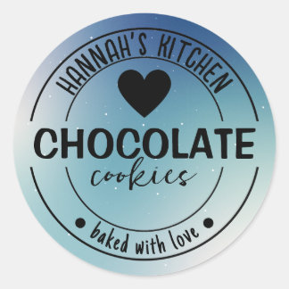 Blauwe Glitter achtergrond item label gebakken met