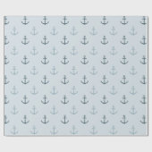 Blauwe glitter ankers cadeaupapier (Vlak)