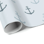Blauwe glitter ankers cadeaupapier (Rol Hoek)