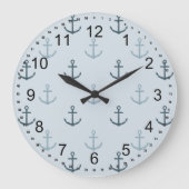 Blauwe glitter ankers grote klok (Voorkant)