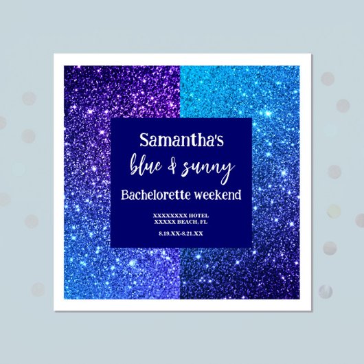 Blauwe Glitter Bachelorette-feest  Servet