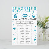 Blauwe glitter Birthday Dit of dat spel (Staand voorkant)