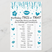 Blauwe glitter Birthday Dit of dat spel (Voorkant)