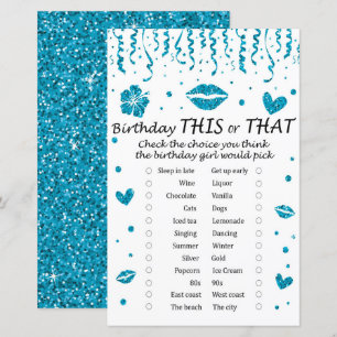 Blauwe glitter Birthday Dit of dat spel