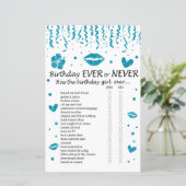 Blauwe glitter Birthday Ever of Nooit Game (Staand voorkant)