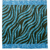 Blauwe glitter Black Zebra Skin Pattern Trendy Douchegordijn (Voorkant)