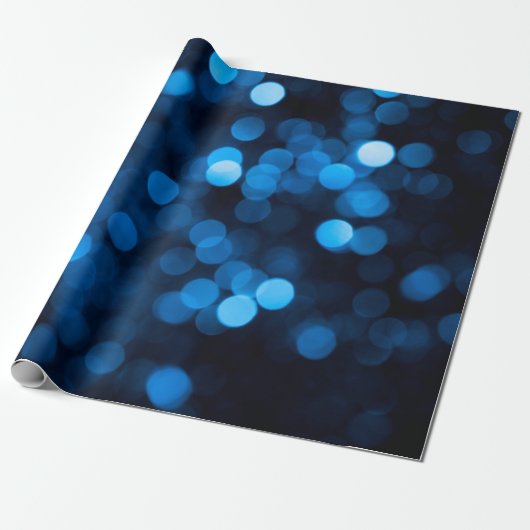 Blauwe glitter bokeh textuurlichten cadeaupapier (Uitgerold)