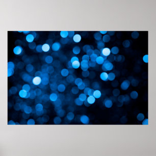 Blauwe glitter bokeh textuurlichten poster