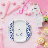 Blauwe glitter-borden papieren bordje (Feest)