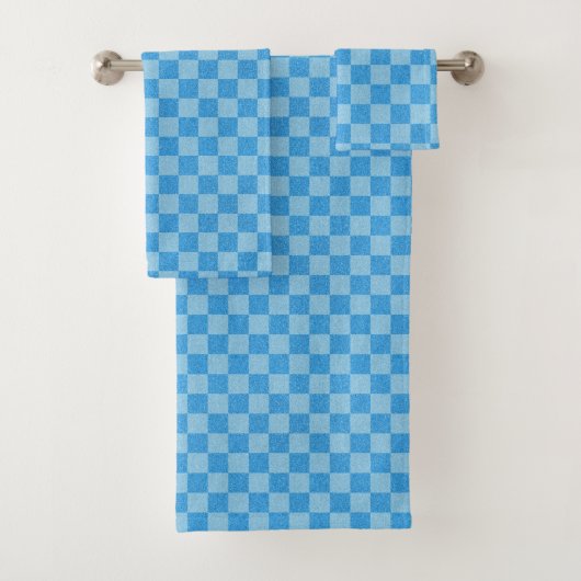 Blauwe Glitter Checker Bad Handdoek (Insitu)