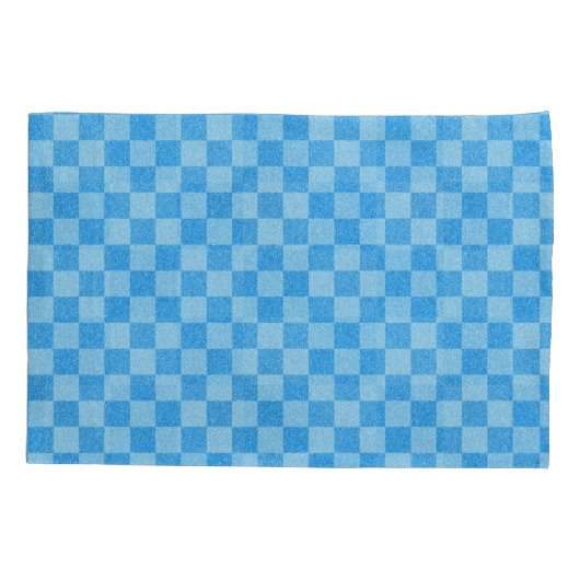 Blauwe Glitter Checker Kussensloop (Achterkant-Links)