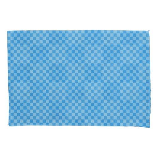 Blauwe Glitter Checker Kussensloop (Voorkant-Links)