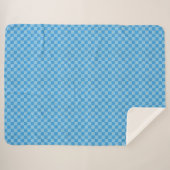Blauwe Glitter Checker Sherpa Deken (Voorkant (horizontaal))