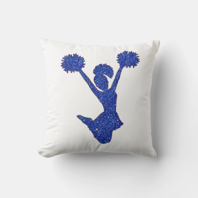 Blauwe Glitter Cheerleader Kussen (Voorkant)