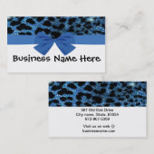 Blauwe glitter Cheetah met Visitekaartje (Voorkant / Achterkant)