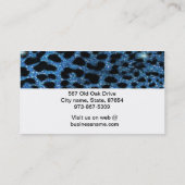 Blauwe glitter Cheetah met Visitekaartje (Achterkant)