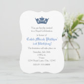 Blauwe Glitter Crown Royal Verjaardagsuitnodiging Kaart (Staand voorkant)