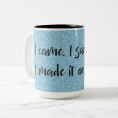 Blauwe glitter die ik maakte het Awkward Coffee Mo Tweekleurige Koffiemok (Voorkant links)