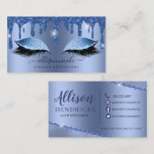 Blauwe glitter Drip Metallic Folie Eyelash Visitekaartje (Voorkant / Achterkant)