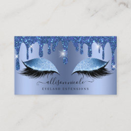 Blauwe glitter Drip Metallic Folie Eyelash Visitekaartje