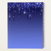 Blauwe Glitter Drips Monogram Naam Planner (Achterkant)