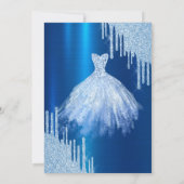 Blauwe Glitter Druppels, Metallic Blauwe Jurk Kaart (Achterkant)