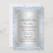 Blauwe Glitter Edelsteen Doop Christening 2 Kaart (Voorkant)