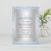 Blauwe Glitter Edelsteen Doop Christening 2 Kaart (Staand voorkant)