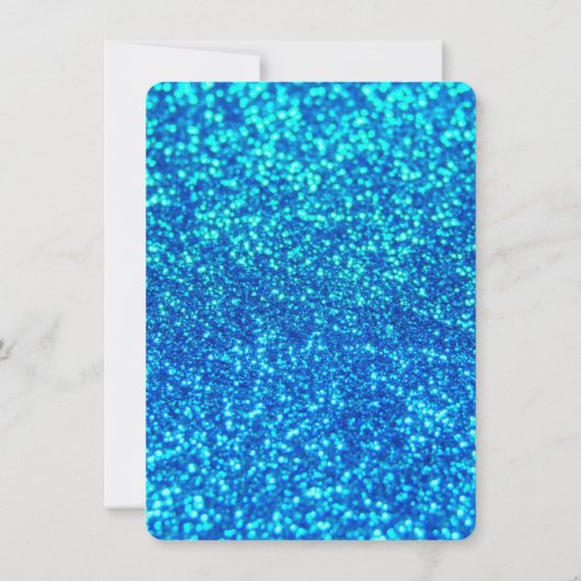 Blauwe glitter emoji uitnodiging (Achterkant)