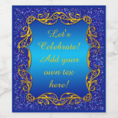 Blauwe glitter en goudsparken, wijnlabels wijn etiket (Enkel label)