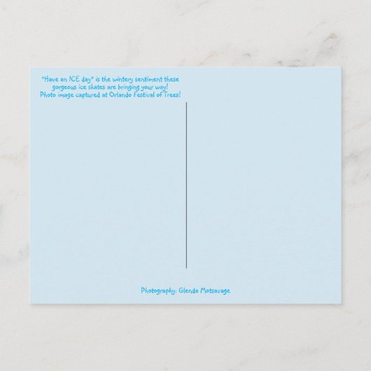 Blauwe glitter en Schaatsen van de Pure Ice met ke Briefkaart (Achterkant)