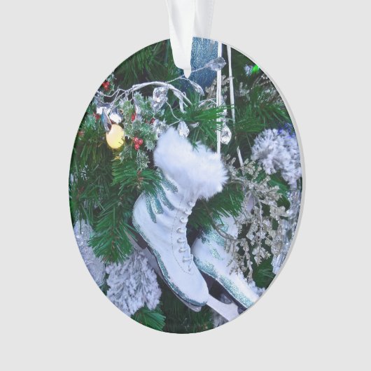 Blauwe glitter en Schaatsen van de Pure Ice met ke Ornament (voorkant)