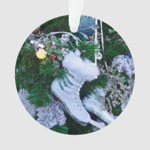 Blauwe glitter en Schaatsen van de Pure Ice met ke Ornament