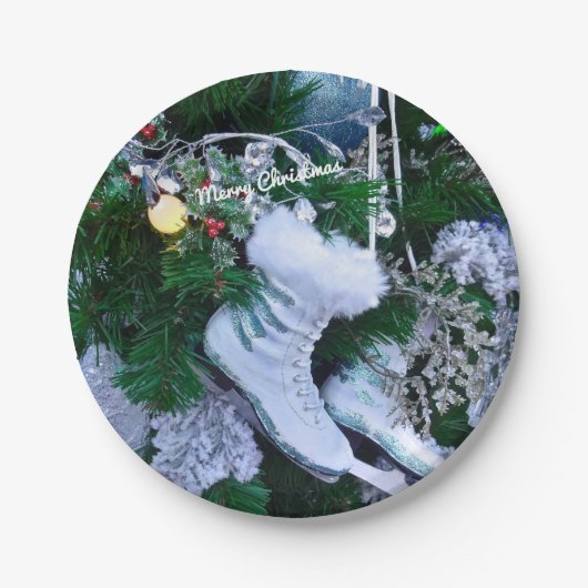 Blauwe glitter en Schaatsen van de Pure Ice met ke Papieren Bordje (Voorkant)