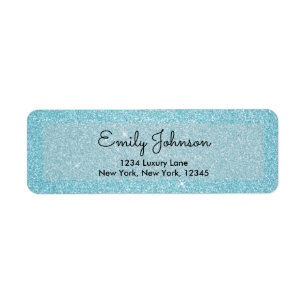 Blauwe glitter en Sparkle Etiket