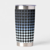 Blauwe glitter en zwart houndstooth patroon geïsoleerde drinkbeker (Links)
