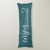 blauwe glitter Geniet van het citaat voor kleine  Lichaamskussen (Achterkant (Verticaal))