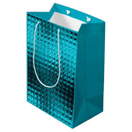 Blauwe glitter gladde schil medium cadeauzakje (Achterkant Gekanteld)