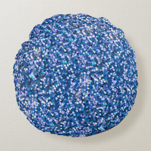 Blauwe glitter: glanzende Abstracte achtergrond Rond Kussen