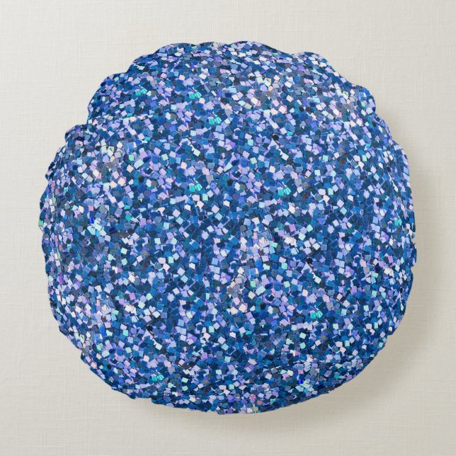 Blauwe glitter: glanzende Abstracte achtergrond Rond Kussen (Voorkant)