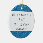 Blauwe glitter, Glitter Background, Bat Mitzvah Keramisch Ornament (Rechts)