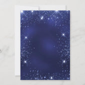 Blauwe glitter jurk bloemblaadjes Quinceanera Kaart (Achterkant)